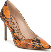 Sam Edelman Women's Hazel Pump Neon Orange Snake Pointed Toe Stiletto