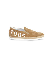 Tod's Men's Pantofola Slip-on Sneakers Maxi Logo Detailed Beige Suede Slip On