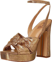 Sam Edelman Kristen Gold Mine Block Heel Ankle Strap Squared Toe Heeled Sandals