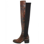 Charles David Reason Dark Brown Snake Print Almond Toe Over The Knee Boots