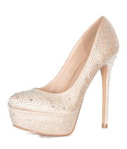 Lauren Lorraine Victoria Platform Pump Rhinestone High Heel Formal Dress Shoes