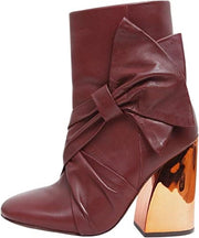 Ivy Kirzhner Belladonna Red Gold Metal Heel Boot Soft Leather Block heel Booties