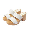 Sam Edelman Brandy White Leather Double Strap Slip On Open Toe Block Heel Mules