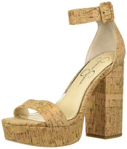 Jessica Simpson Natural Cork Heeled Slip On Open Toe Platform Sandals