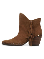 Sam Edelman Willie Pointed Toe Western Block Heel Womens Fringe Ankle Bootie