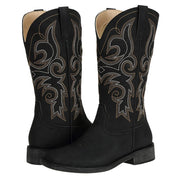 SheSole Cowgirl Boots for Women Square Toe Mid Calf Embroidered Fashion Western Cowboy Boots