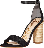 Sam Edelman Yamile Black Rounded Open Toe Ankle Strap Espadrille Heeled Sandals