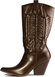 Cape Robbin SOUTHERN BELLE Cowgirl Mid Calf Pointy Toe Boots BROWN (8, BROWN)