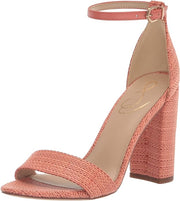 Sam Edelman Yaro Stucco Pink Ankle Strap Open Rounded Toe Block Heeled Sandals