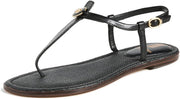 Sam Edelman Gigi Black Signet Ankle Strap Open Toe Embellished Thong Flat Sandal