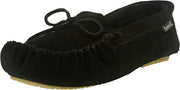 BEARPAW Ashlynn Black Suede Fur Lined Loafer Slip On Slippers Black