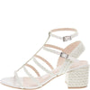 Schutz Clarcie Gladiator-style Leather Sandals Pearl White Block Heel Pumps