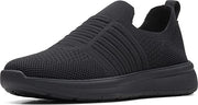 Clarks Ezera Black Textile Walk Slip-On Cloud Steppers Flat Fashion Sneakers