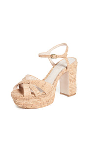 Schutz Darilia Chunky Heeled Crisscross Open toe Sandals Natural (10, Natural)