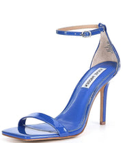 Steve Madden Shaye Blue Fashion Mid Heel Stiletto Square Toe Ankle Strap Sandals