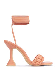 Cape Robbin Curve Coral Tie Up Open Toe Pyramid Heel Sandals Pump