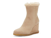 Vince Camuto Bevvisa Tortilla Natural Nude Fur Lined Wedge Heeled Ankle Booties