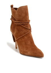 Schutz Wood Brown Single Sole Pointed Toe Stiletto Heel Dress Ankle Booties