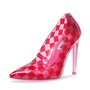 Steve Madden Atlanta Pink Multi Slip On Pointed Toe Checkered Detailed Pumps