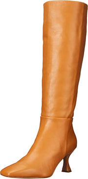 Sam Edelman Leigh Caramel Squared Toe Spool Heel Knee High Leather Fashion Boots