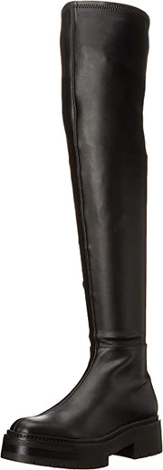 Sam Edelman Lydia Black Chunky Lug Sole Rounded Toe Over The Knee Fashion Boots