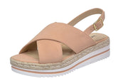 Soda Gloria Nude Open Rounded Toe Ankle Strap Espadrille Synthetic Heeled Sandal