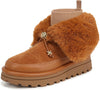 Sam Edelman Olin Brown Fabric Sock Fur Pull On Platform Snow Bootie Ankle Boots