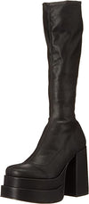 Steve Madden Cypress Black Chunky Block Heel Pull On Knee High Fashion Boots