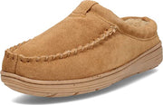 Clarks Cognac Suede Moccasin Faux Fur Lining Slip On Indoor Outdoor Clog Slipper