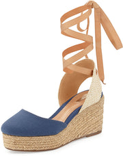 Schutz Caysey Santorini Lace Up Ankle Jute Wedge Platform Espadrille Sandal