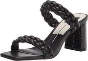 Dolce Vita Paily Braided Detail Square Open Toe Chunky Heel Sandals Black Stella (7.5, Black Stella)