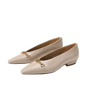 Sam Edelman Jenica Chai Latte Metallic Chain Details Slip On Pointed Toe Flats