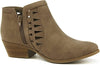 Soda Chance Light Taupe Block Heel Side Zipper Closed Toe Breathable Booties