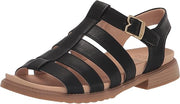 Dr. Scholl's A Ok Black Smooth Rounded Open Toe Ankle Strap Flats Sandals