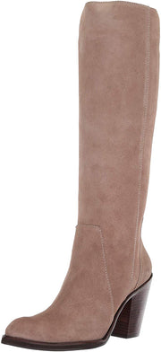 Lust For Life Jordan Boot Taupe Beige Suede Chunky Stacked Heel Knee High Boots