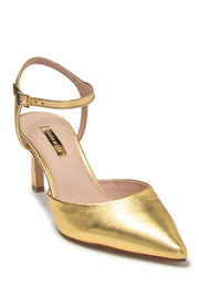 Louise et Cie KAIYLA Pointed Toe ankle strap Pump Gold Leather Ankle Strap