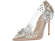 Steve Madden Vala Clear Embellished Metallic Stiletto Heel Pump Clear Embellished