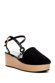 Ivy Kirzhner Plato Black Suede Closed Toe Platform Ankle Strap Flatform Sandal