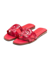 Cole Haan Chrisee True Red Croco Leather Fashion Slip On Open Toe Casual Sandals