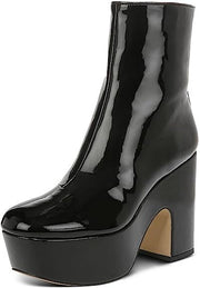 Circus By Sam Edelman Ilana Black Almond Toe Inside Zipper Block High Heel Boots