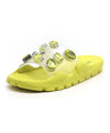 Cape Robbin Treasure Map Lime Jeweled Clear Vamp Pool Slide Sandals