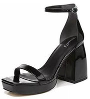 Circus by Sam Edelman Jardine Black Ankle Strap Open Toe Block Heeled Sandals