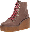 Cecelia New York Helga Natural Brown Hiker Lace up Wedge Platform Ankle Booties