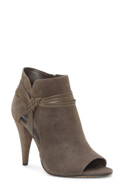 Vince Camuto Annavay Grey Suede Leather Open Peep Toe Pump Ankle Boot