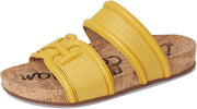 Sam Edelman Rowan Sunflower Leather Double Strap Open Toe Flat Slides Sandals