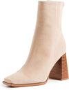 Sam Edelman Ivette Sesame Suede Side Zipper Square Toe Block Heel Ankle Boots