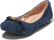 Cole Haan Tova Navy Blazer Suede Slip On Rounded Toe Classic Ballet Flats