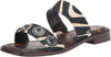 Sam Edelman Hera Black/Natural Slip On Open Toe Embellished Flat Slides Sandals