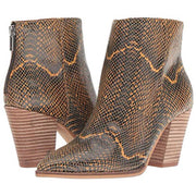 Lucky Brand Adalan Natural Snake Block Mid Heel Fashion Pointed Toe Ankle Boots