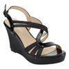 Forever FQ22 Women's Glitter Black Strappy Wrapped Wedge Heel Platform Sandals